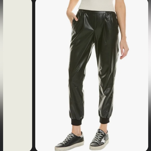 ATM Anthony Thomas Melillo Black Faux Leather Jogger Pants - Picture 12 of 15